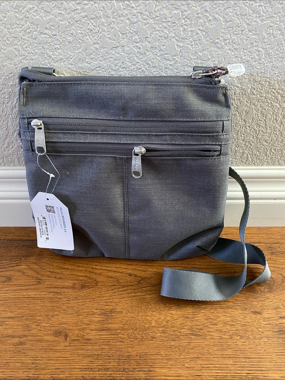 eBags Villa Crossbody in Brushed Graphite with RFID Security
